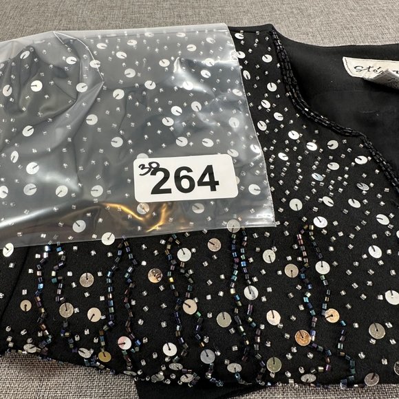 Vintage Stenay Sequin Jacket Black Buttons Beaded Long Sleeve Party Formal Sz 14 - Picture 16 of 16